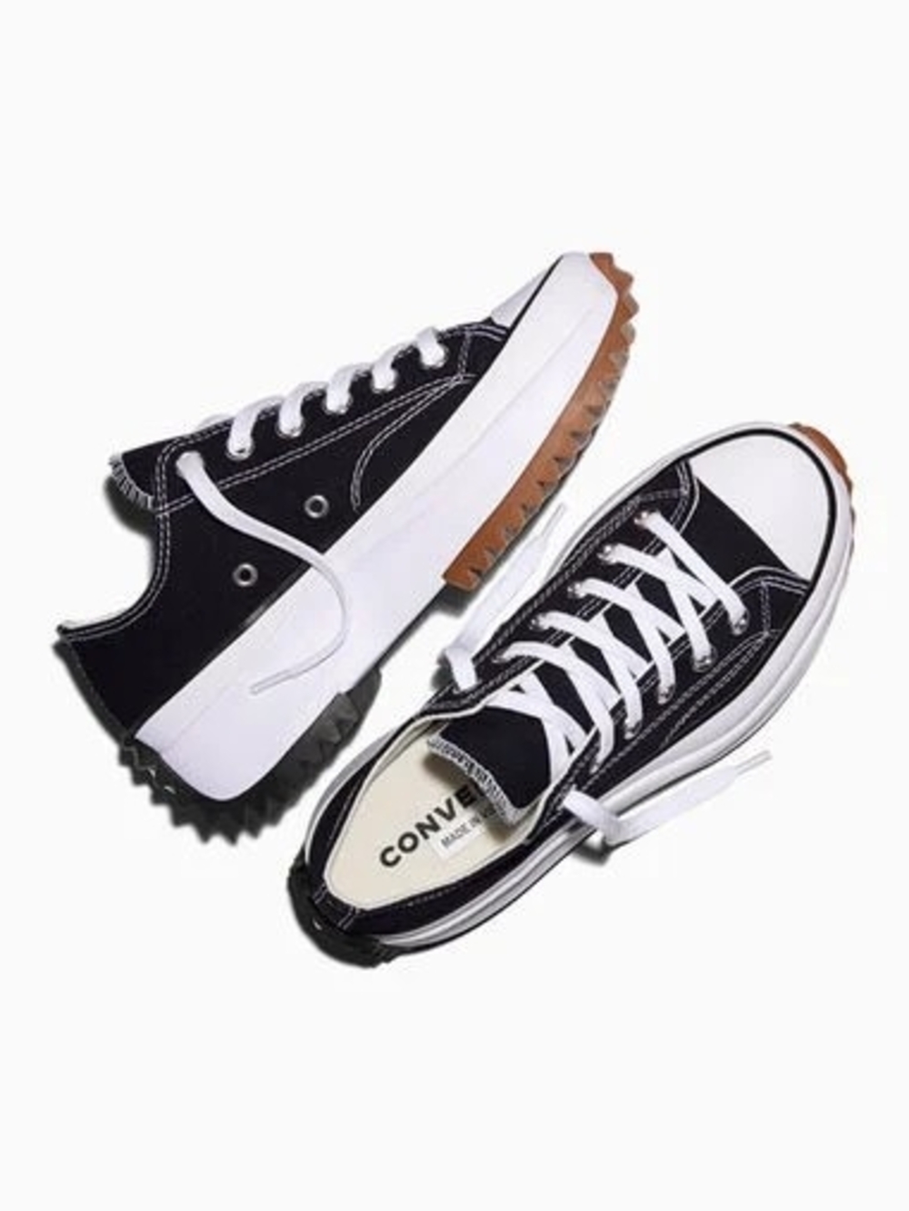 Converse Run Star Hike Platform Canvas Low Top Sneakers Black White S 11W/9.5M